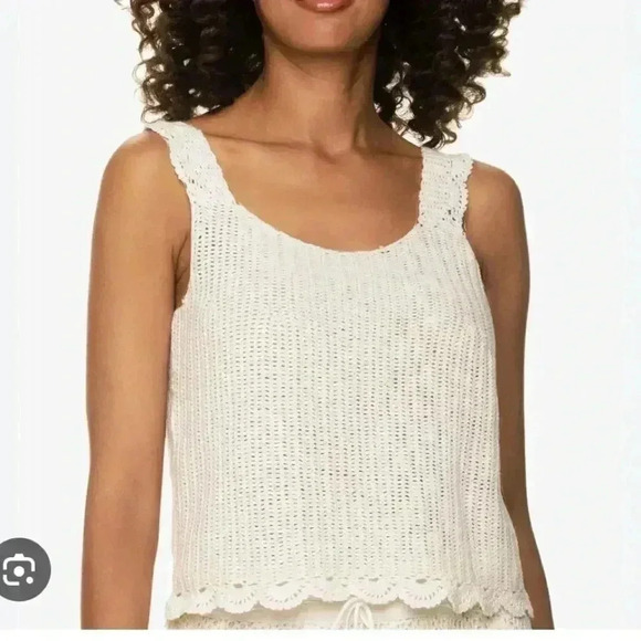VTG Apostrophe Crochet ramie and cotton cottage core coastal vacation top sz S - Picture 2 of 5